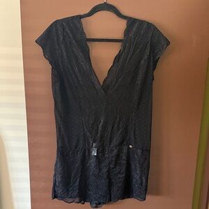 JETTE Black Lace Lingerie Romper